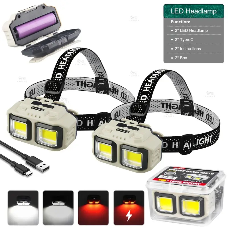 COB LED كشافات مصباح أمامي قاب - مراجعة Fishing Headlamp وسعره