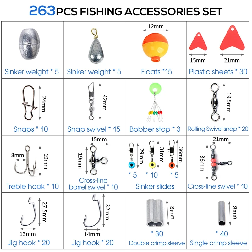 263 قطعة مجموعة ملحقات الصيد ف - مراجعة Fishing Equipment Basics وسعره